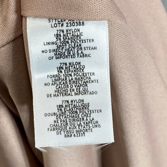 AQUA FORMAL Women's Blush Twist-Front Metallic V-Neck Long-Sleeve Gown SZ 2 - Picture 12 of 13